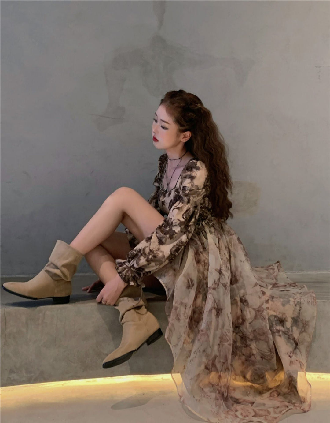 Drune | Floral Fairy Princess Kleid mit Abnehmbarem High-Low Rockschicht