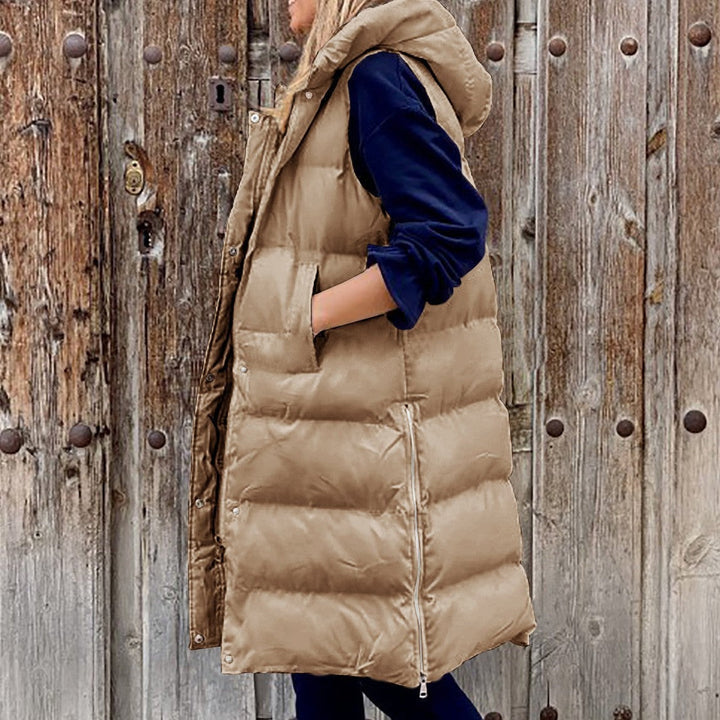Drune | Kapuze Lange Weste Lässig Mode Einreihig Jacke