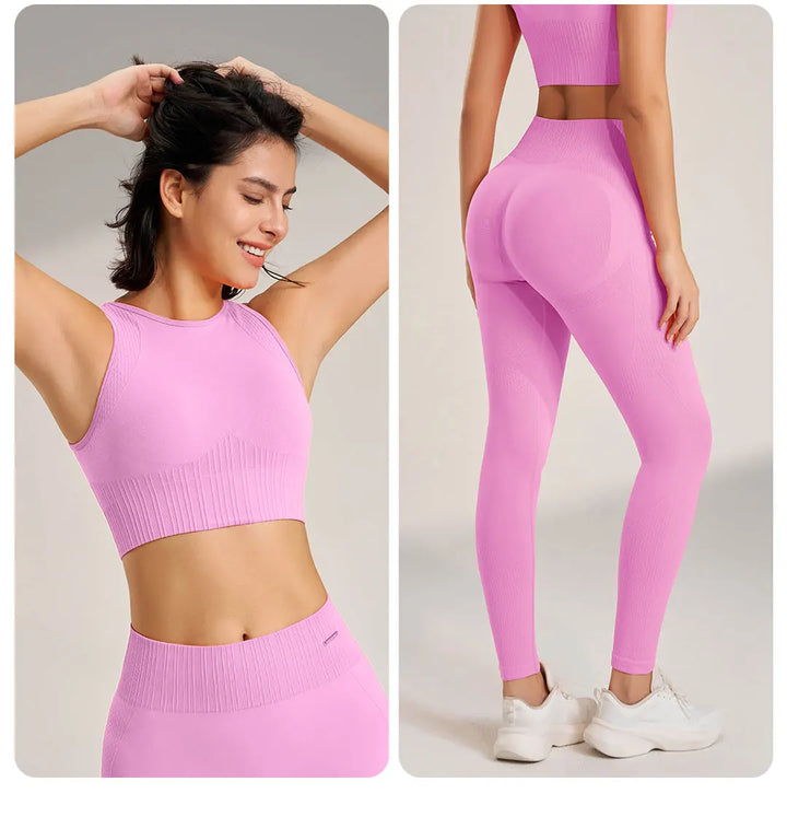 Drune | Nahtloses Yoga-satz- Hoch-taillierte Leggings & Top Zweiteiliges Fitness-outfit