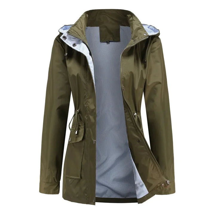 Drune | Kapuzenregenjacke - Leichter wasserdichter Shell mit Kordelzug-Taille - Windbreaker für Übergangswetter