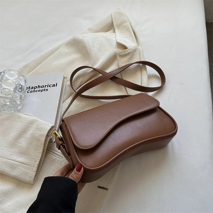 Drune | Vintage Leder Crossbody-Taschen Kleine Umhängetasche Stilvolle Armpit Handtaschen und Geldbörsen