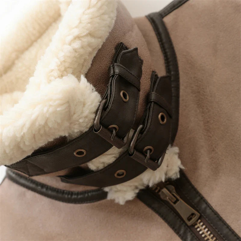 Drune | Klassische Lederweste mit Plüschfutter Polyester/leder Vintage, Warm