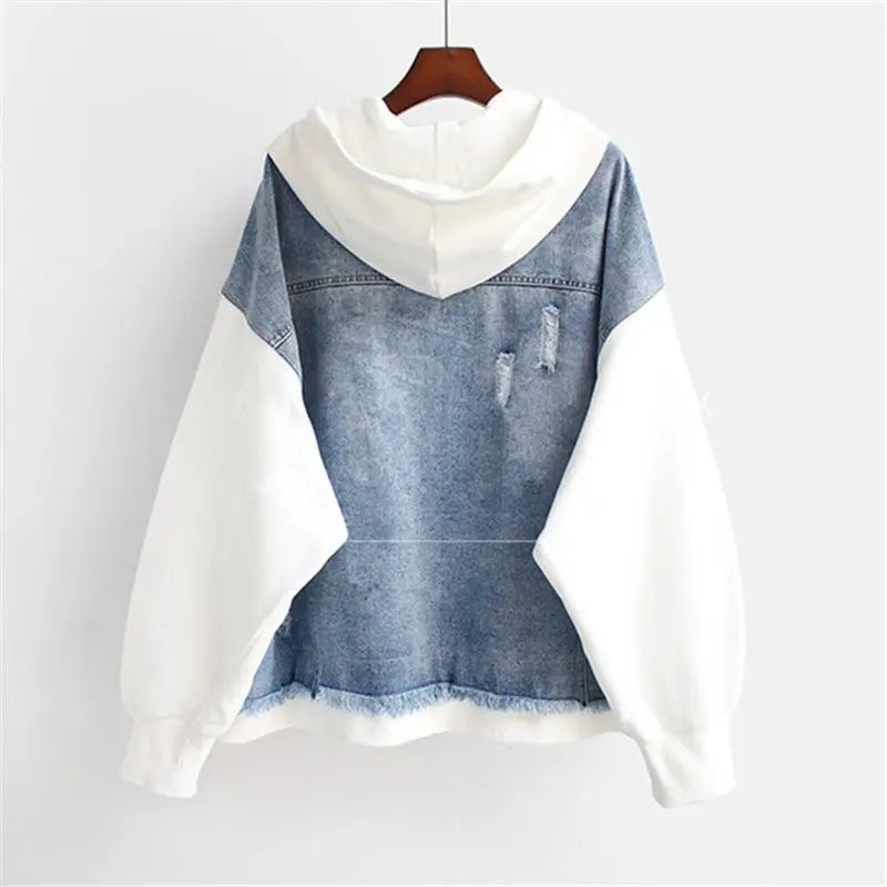 Drune | Denim-hoodie Jacke Hybrid Design Trendy und Lässig