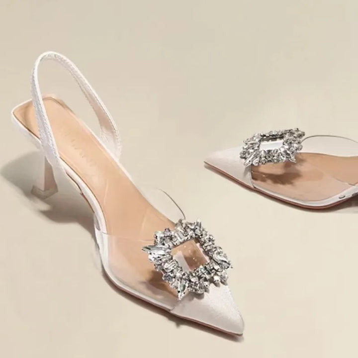 Drune | Frühling und Herbst Mode Sexy Bankett Bequem Kristall Transparent Einfarbig Spitze Frauen Hohe Schuhe