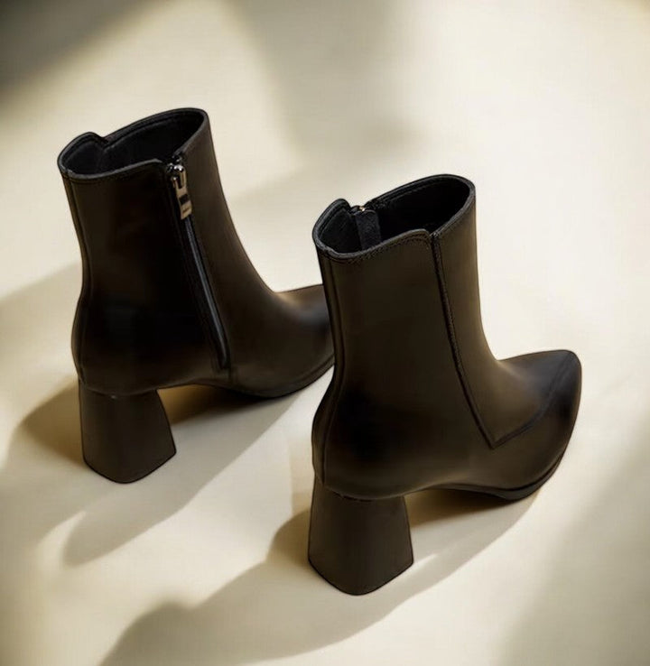 Drune - Frauen trendige klobige Absatzstiefel mit spitzem Zehen und wasserdichter Plattform