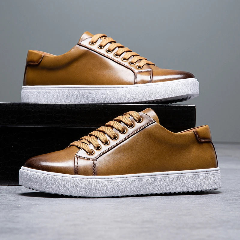 Herren Sneaker Leder Elegant Bequem