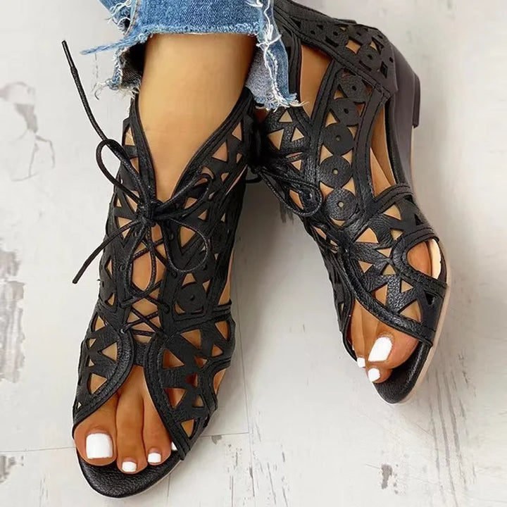 Drune | Gladiator Stiefel Sandalen Freizeit Keilabsatz Komfort Frauen Schuhe