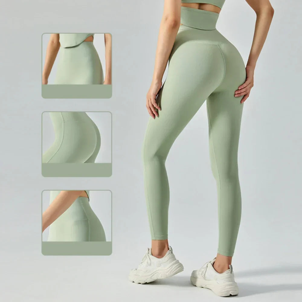 Drune | Emily Sportswear Naked Hochtaillierte Tight Yoga Hosen Doppelseitig Gebürstet Pfirsich Po-Hebende Lauf Sport Fitness Leggings