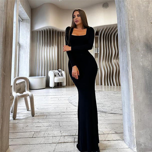 Drune | Elegantes Langarm-Bodycon-Maxikleid