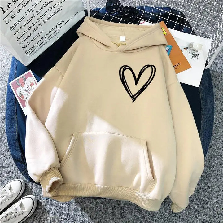 Drune | Hoodie mit Herzprint Polyester Komfortabel und Trendy