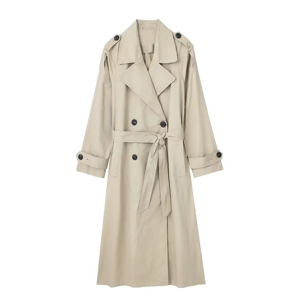 Drune - Damen langer Mantel mit Gürtel
