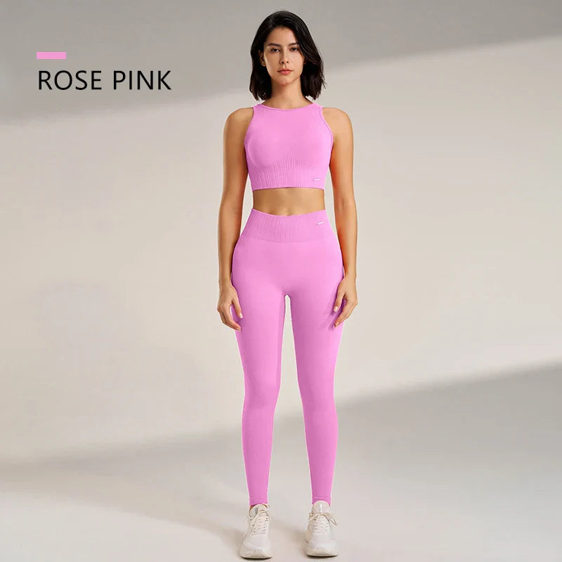 Drune | Nahtloses Yoga-satz- Hoch-taillierte Leggings & Top Zweiteiliges Fitness-outfit
