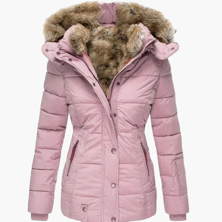 Drune | Winterjacke mit Kapuze und Kunstfellbesatz - Elegante, taillierte Outdoorjacke für kalte Tage