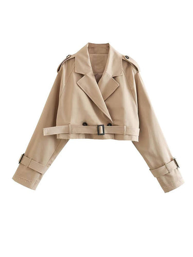 Kurzer Beigefarbener Trenchcoat