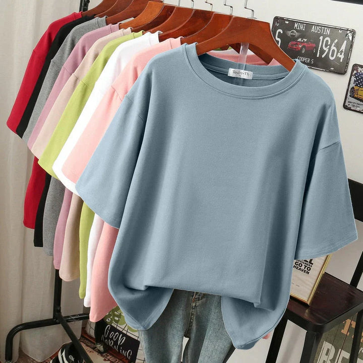Drune | Kuscheliges Baumwoll-Basic T-Shirt In Übergröße für Frauen