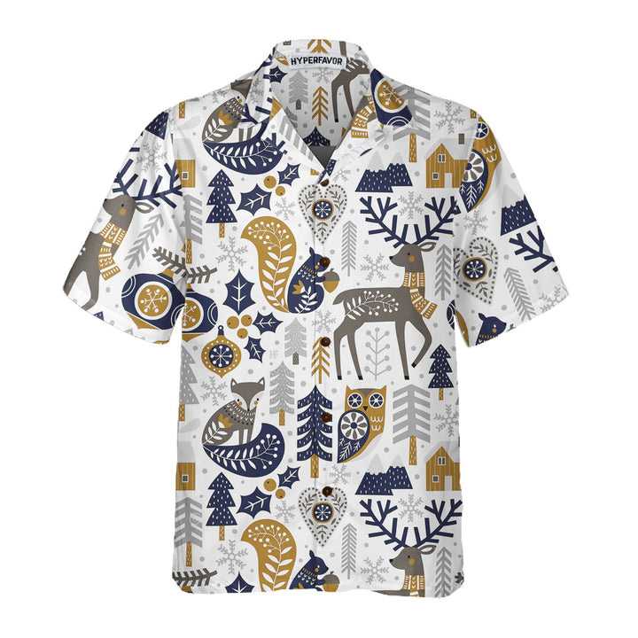 Drune | Skandinavisches Weihnachtshemd für Herren Hawaiian Shirt, Weihnachts-Hawaiian-Shirt Geschenkidee