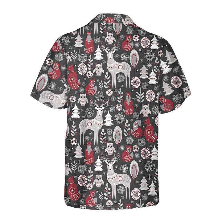Drune | Skandinavische Waldtiere Hawaiian Shirt, Cooles Weihnachtshemd für Männer & Frauen