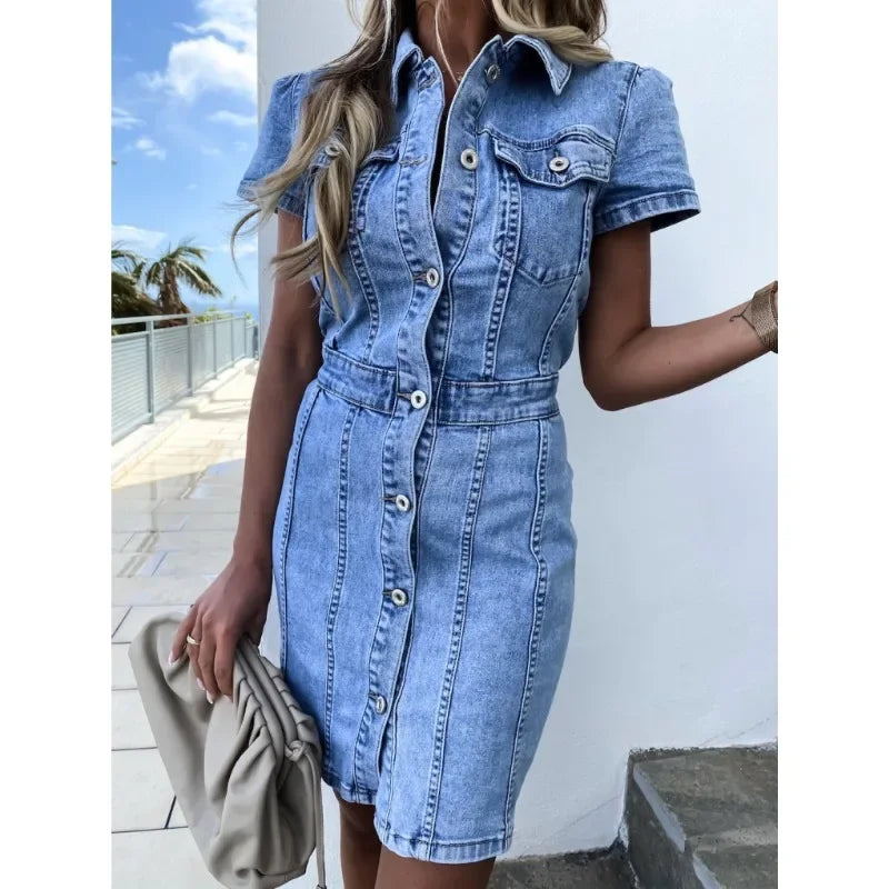 Drune | Ulrike Einreihiges Denim-Kleid