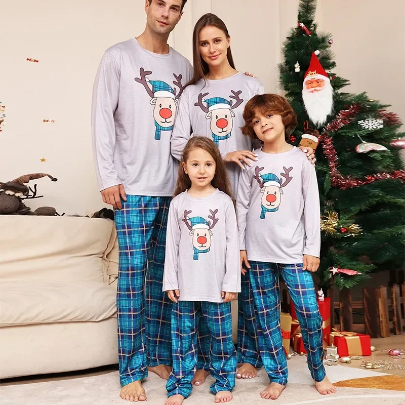 Drune | Weihnachts-Pyjama Blau - Rentier