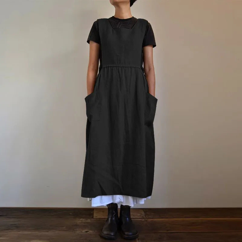 Drune | Schürzenkleid aus Leinen- und Baumwollmischung mit Taschen für Frauen Pensacola