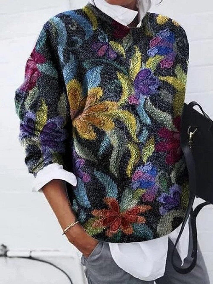 Drune | Eleganter Damenpullover mit floralem Druck