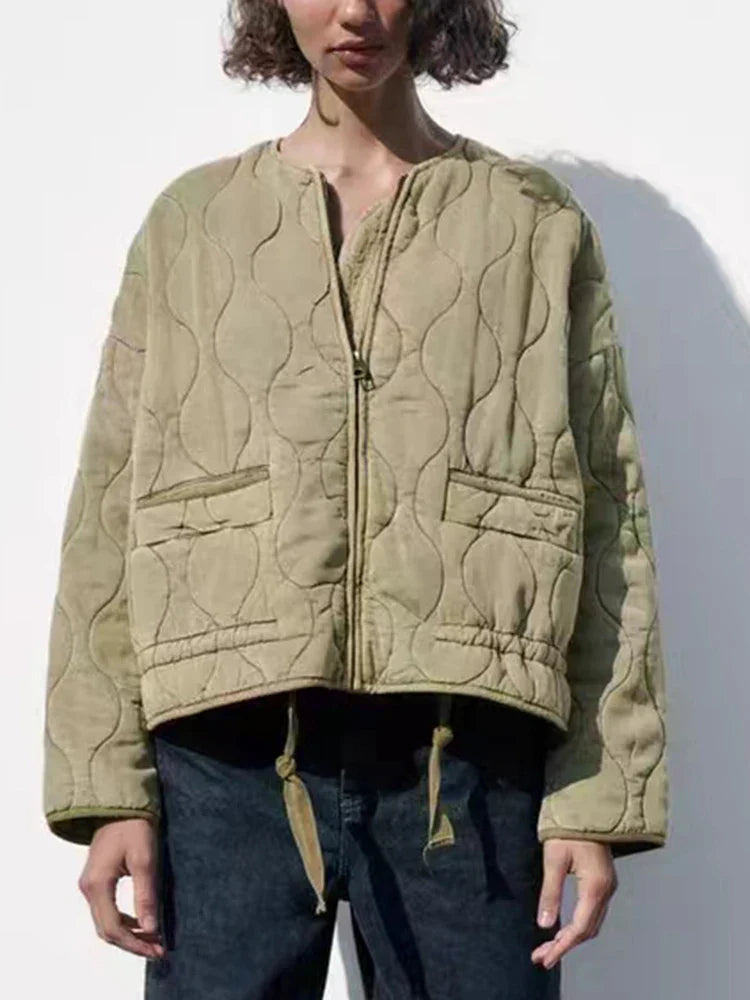 Drune | Gepolsterte Uni-Farbe Reißverschlussjacke