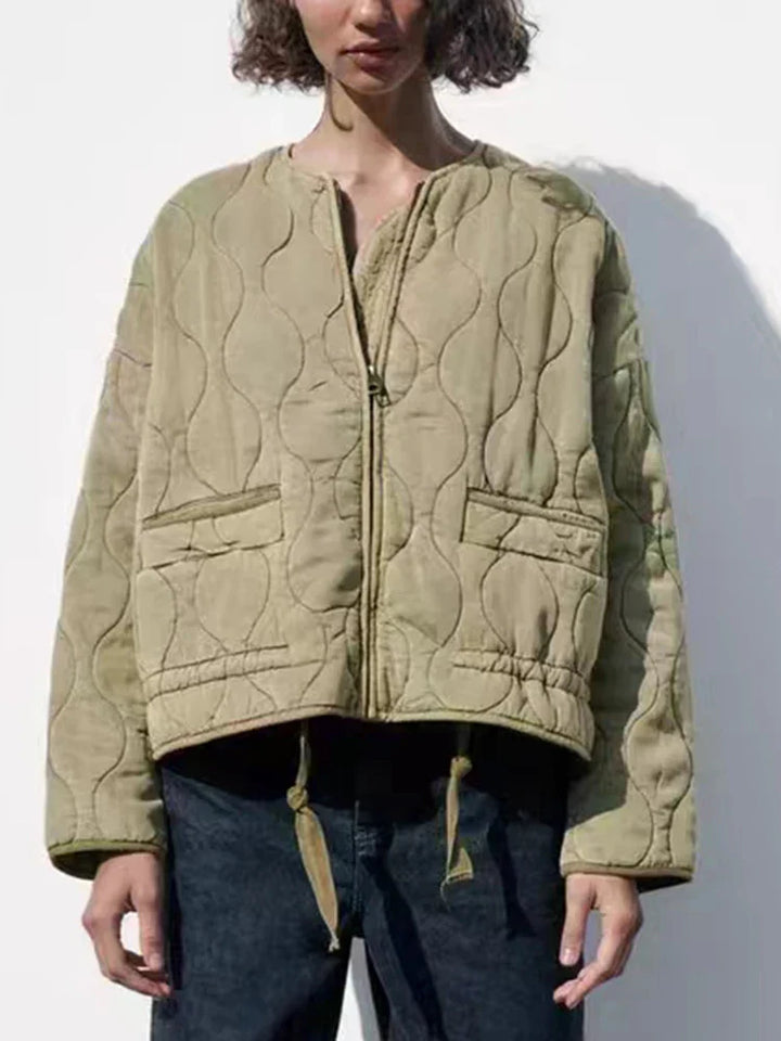 Drune | Gepolsterte Uni-Farbe Reißverschlussjacke