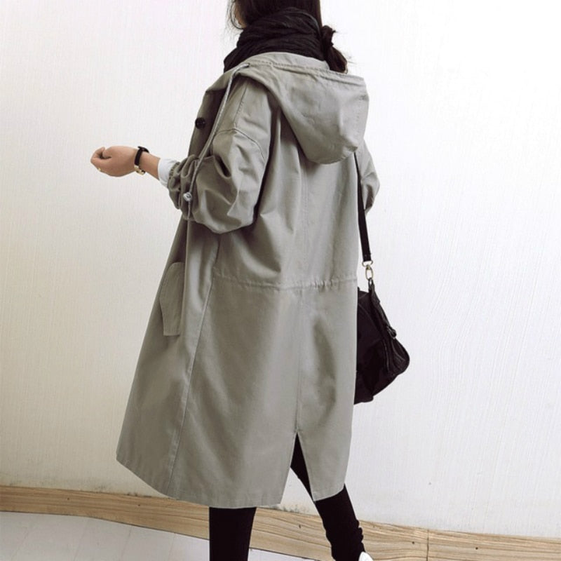 Drune Damen Windbreaker Mantel mit Kapuze