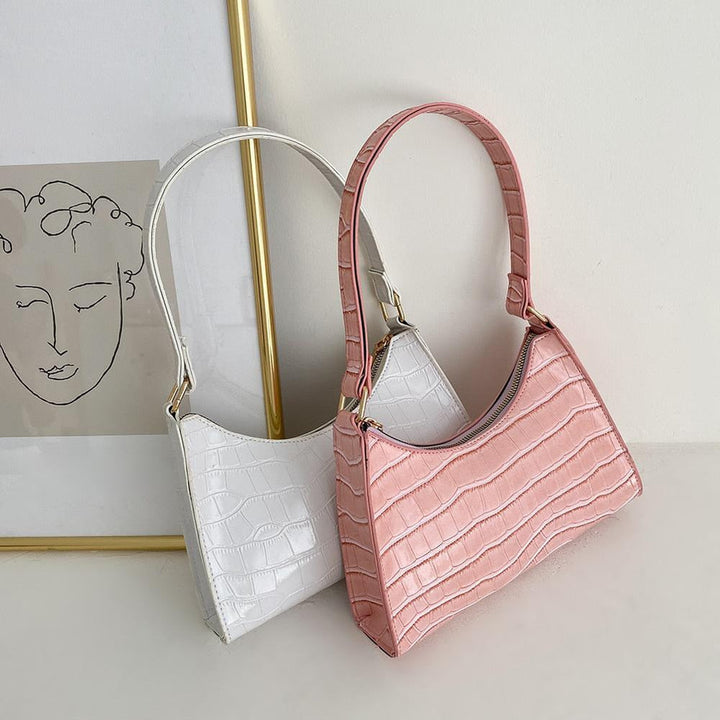 Drune Modische Exquisite Einkaufstasche Tote Schultertaschen Einfarbig Kettentasche für Damen