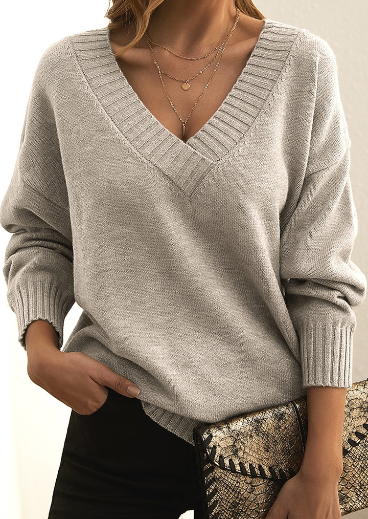 Drune | Strickpullover - Weiche Wollmischung - V-Ausschnitt - Lockerer Schnitt - Lange Ärmel