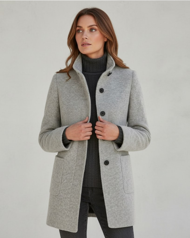 Damen Textil Kurzmantel mit Modernem & Elegantem Design | Drune