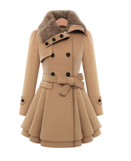 Drune | Wollmischjacke - stilvolle doppelte Breasted Jacke mit Gürtel
