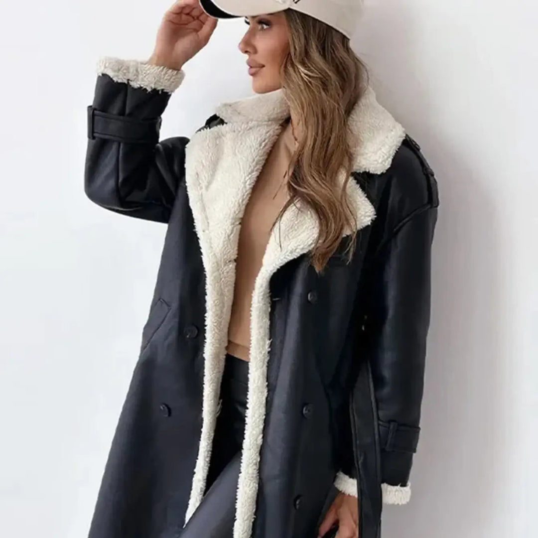 Drune | Lange Klassische Jacke mit Fleece Fütterung und Teddykragen