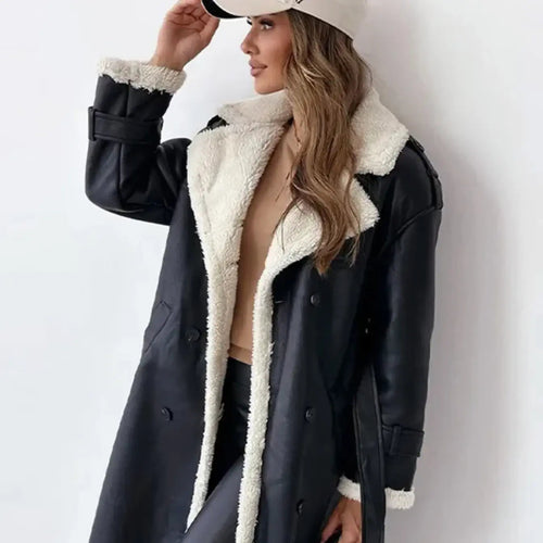 Drune | Lange Klassische Jacke mit Fleece Fütterung und Teddykragen