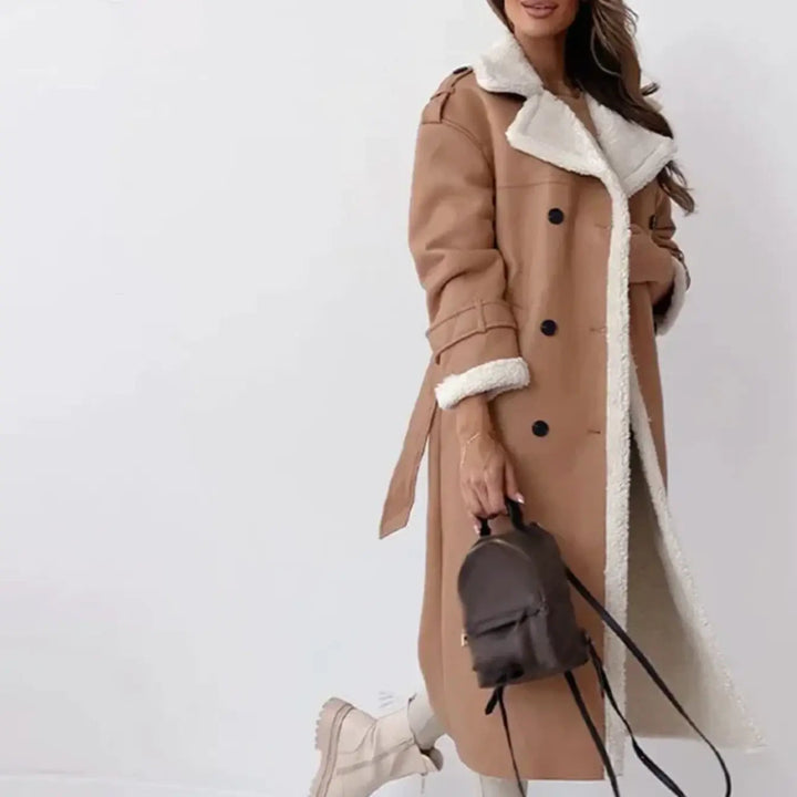 Drune | Lange Klassische Jacke mit Fleece Fütterung und Teddykragen