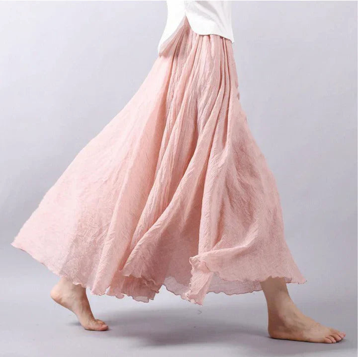 Drune | Maxirock mit Falten - Luftiger A-Linien Rock im Vintage-Look für Damen