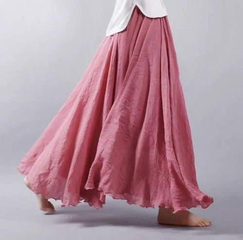 Drune | Maxirock mit Falten - Luftiger A-Linien Rock im Vintage-Look für Damen