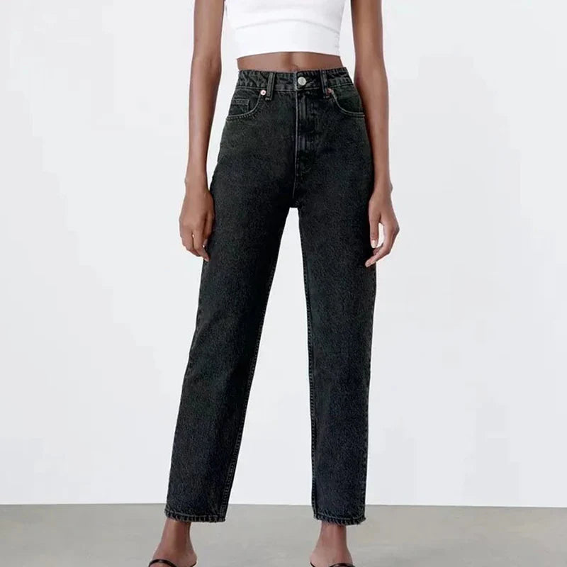 Drune | Hochgeschnittene Jeans mit geradem Bein