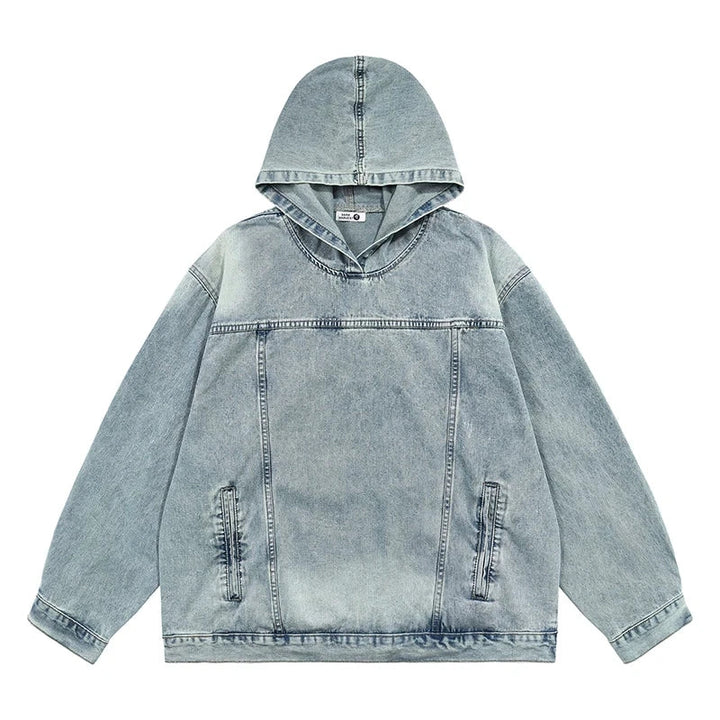 Drune | Washed-Denim-Jacke mit Kapuze