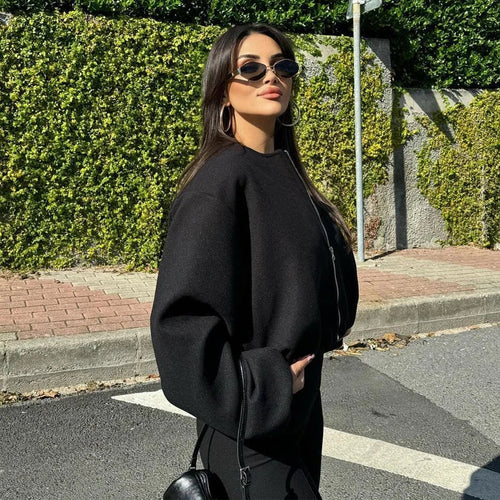 Drune | Schwarze Bomberjacke Damen