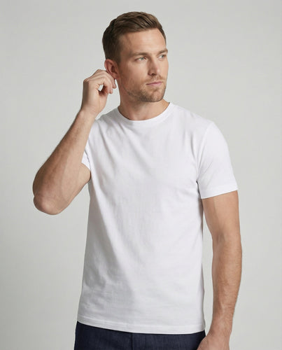 Schweres 320g Baumwolle T-Shirt Herren Lockerer Schnitt Amerikanischer Stil Weiß