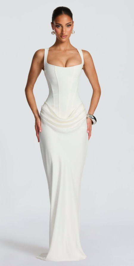 Damen Elegantes Hochzeitskleid mit Korsett-Detail Drune