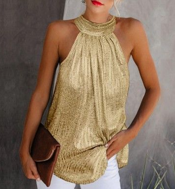 Drune | Elegantes Neckholderkleid In Gold