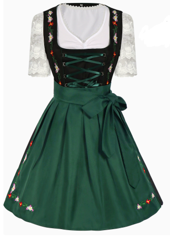 Damen Trachtenkleid mit floralen Applikationen und elegantem Taillengürtel Drune