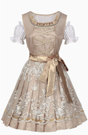 Damen Trachtenkleid mit floralen Applikationen und elegantem Taillengürtel Drune