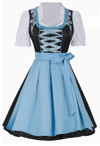 Damen Trachtenkleid mit floralen Applikationen und elegantem Taillengürtel Drune