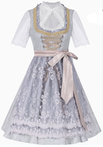 Damen Trachtenkleid mit floralen Applikationen und elegantem Taillengürtel Drune