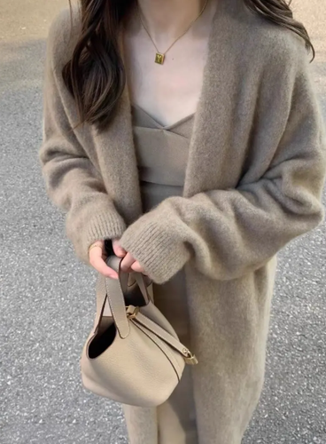 Damen Oversize-Strickmantel aus weicher Wolle
