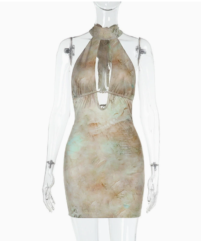 Damen Wickelkleid mit tiefem V-Ausschnitt und seitlichen Cut-Outs Drune