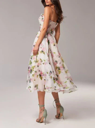 Drune | Elegantes Blumen Midi Kleid